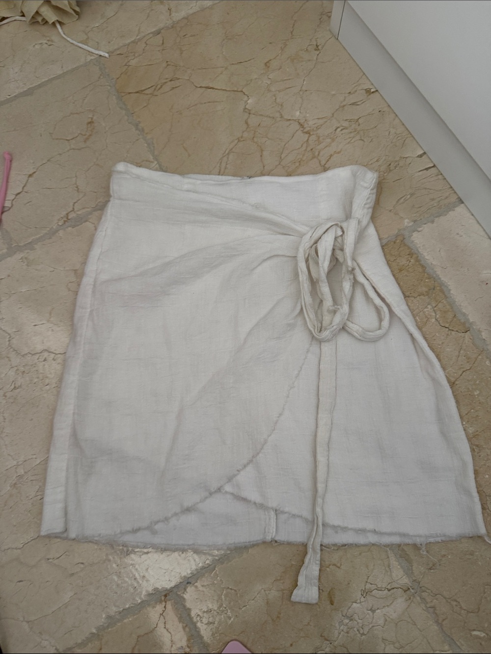 LF White Wrap Mini Skirt with Tie